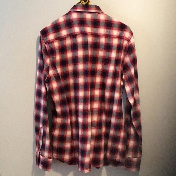 Forever 21 Men’s Red/White/Gray/Black Plaid Long Sleeve Button Down Shirt Medium - Picture 3 of 3